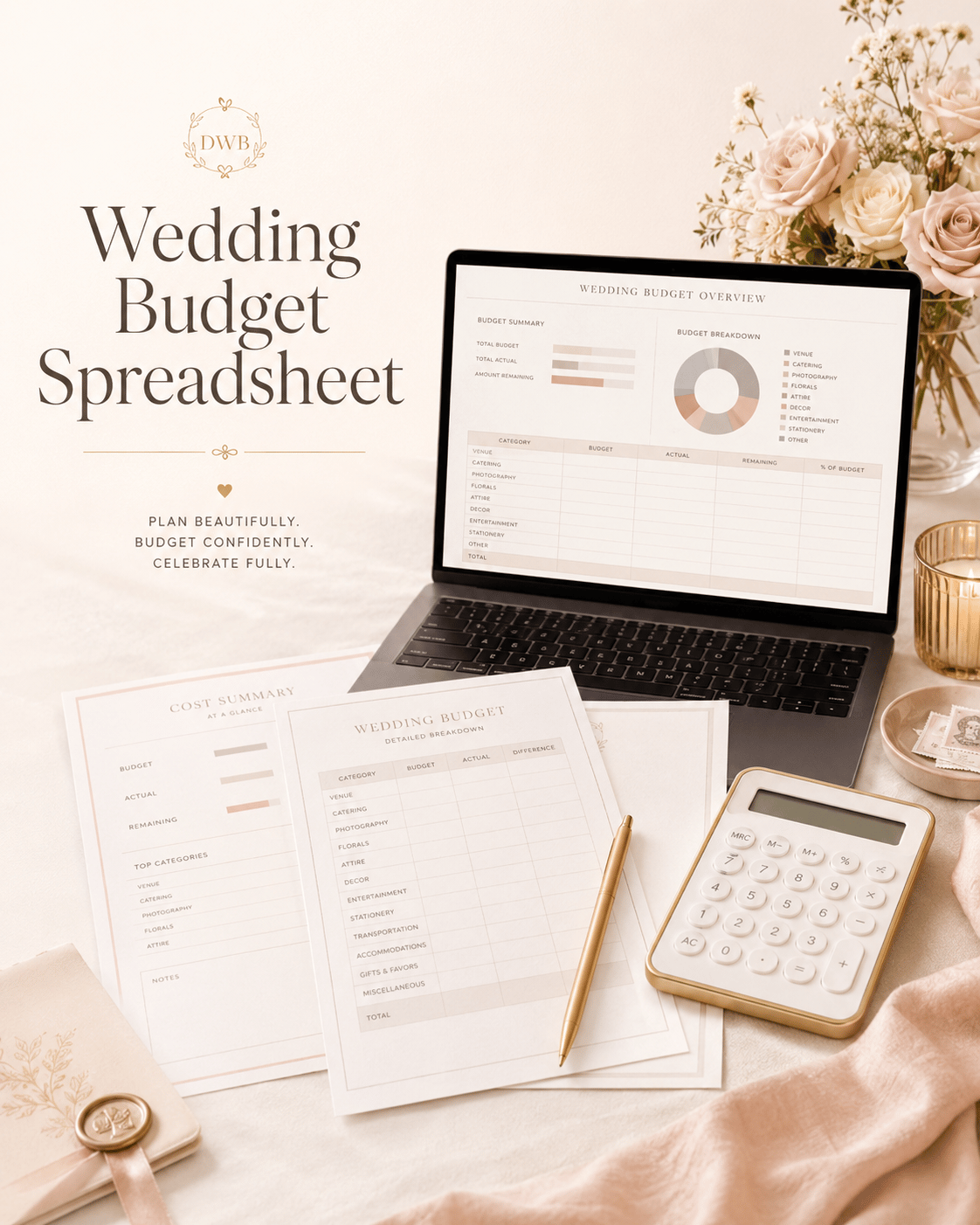 Wedding Budget Spreadsheet — $12 one-time